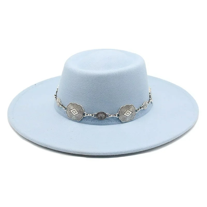 British Style Fedora Hat for Women – Luxury Felt Wide Brim with Belt Band | Formal Jazz Wedding Hat – Madozo