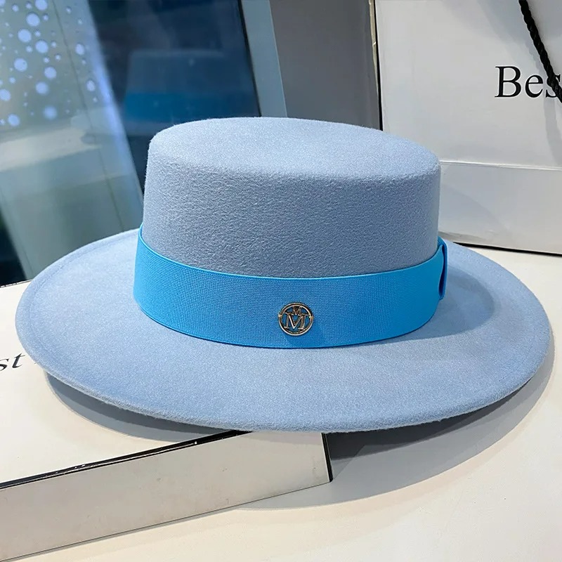 Fedora Hats for Women French Style 10CM Wide Brim Panama Church Wedding Ribbon Band Hat Men Felt Jazz Hat
