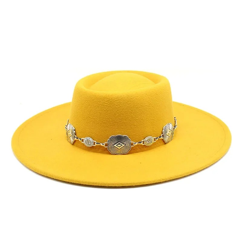 British Style Fedora Hat for Women – Luxury Felt Wide Brim with Belt Band | Formal Jazz Wedding Hat – Madozo