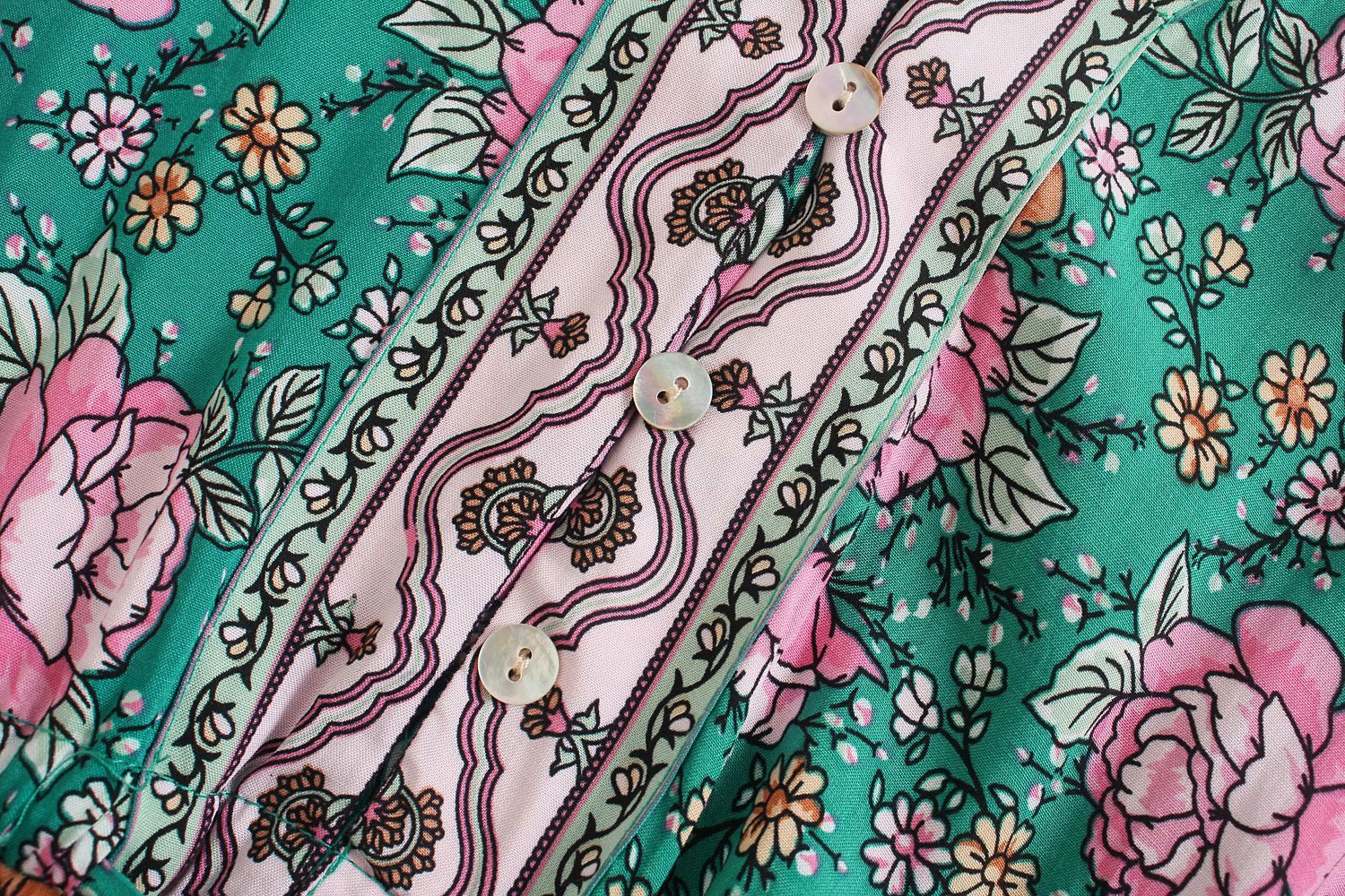 Floral Boho Maxi Dress – Vacation & Beach Summer Dress with Button Front | Madozo