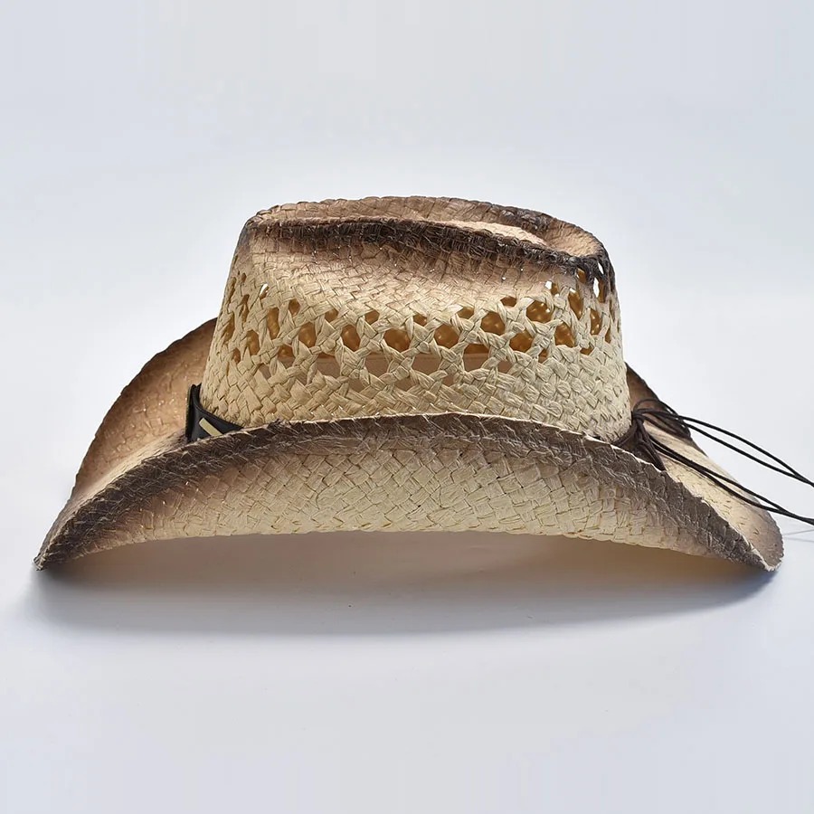 Madozo Natural Straw Cowboy Hat – Shapeable Curling Brim Western Sun Hat for Men & Women