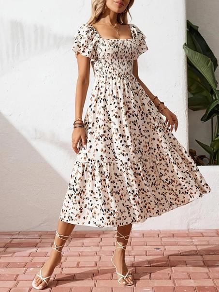 Plus Size Floral Turtleneck Maxi Dress - Women's Summer Beach Holiday A-Line Dress (1XL-5XL)