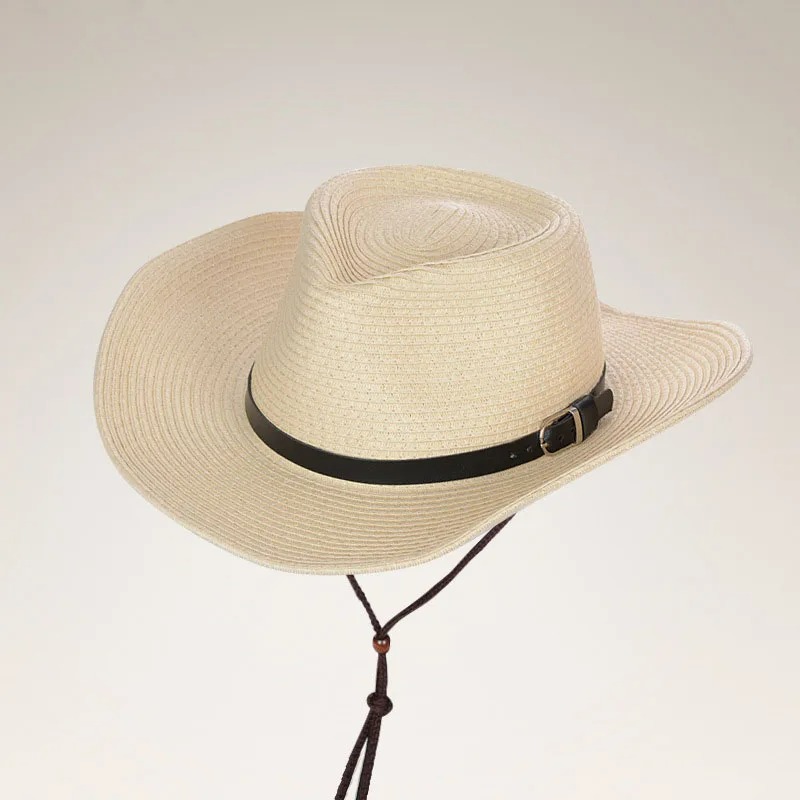 Madozo Unisex Panama Cowboy Straw Hat – Foldable Wide Brim Summer Sun Hat for Men & Women