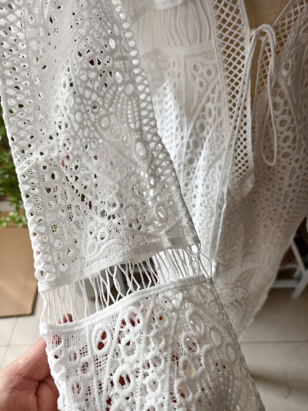 Madozo White Hollow Out Long Sleeve Mini Dress – Boho Beach Night Out & Summer Date Dress