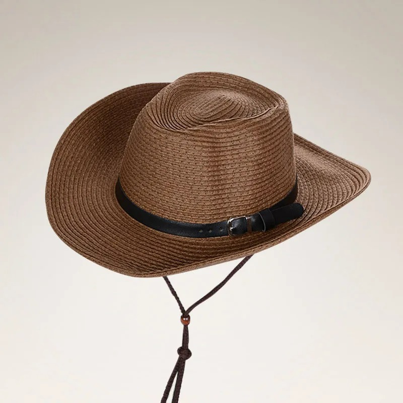 Madozo Unisex Panama Cowboy Straw Hat – Foldable Wide Brim Summer Sun Hat for Men & Women