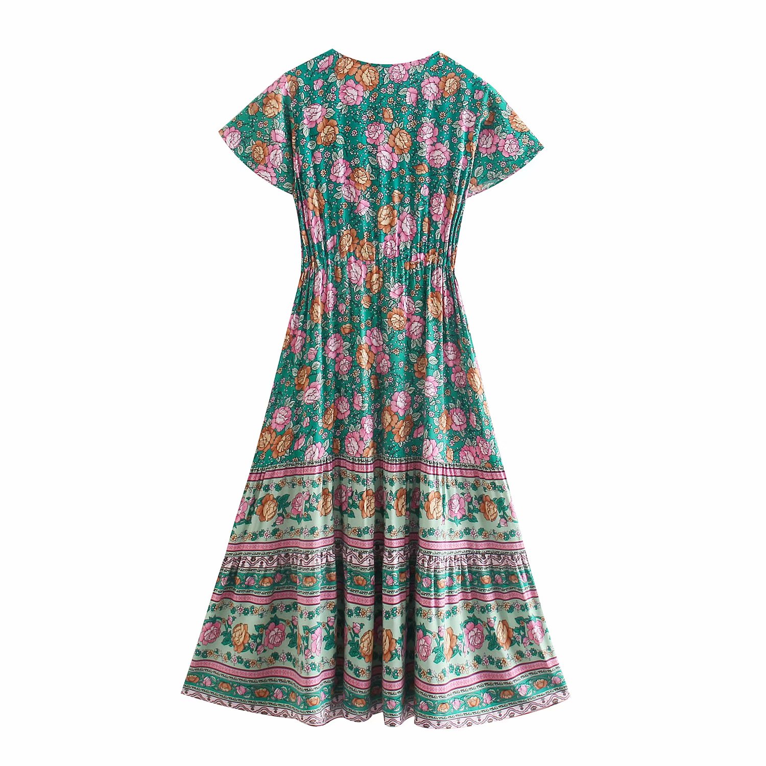 Floral Boho Maxi Dress – Vacation & Beach Summer Dress with Button Front | Madozo