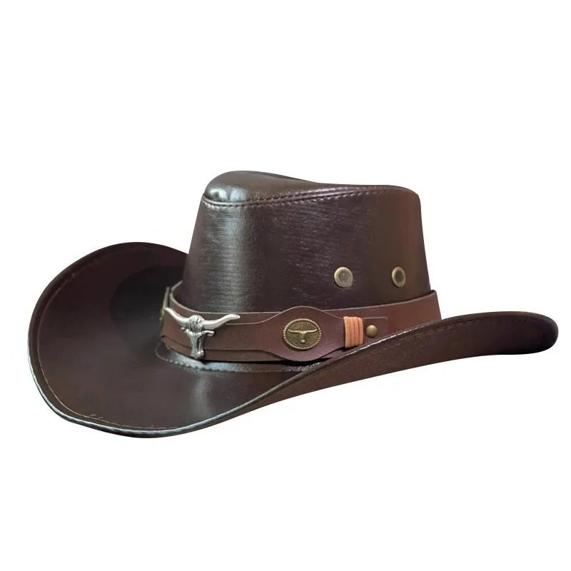 Faux Leather Western Cowboy Hat - Versatile Unisex Design