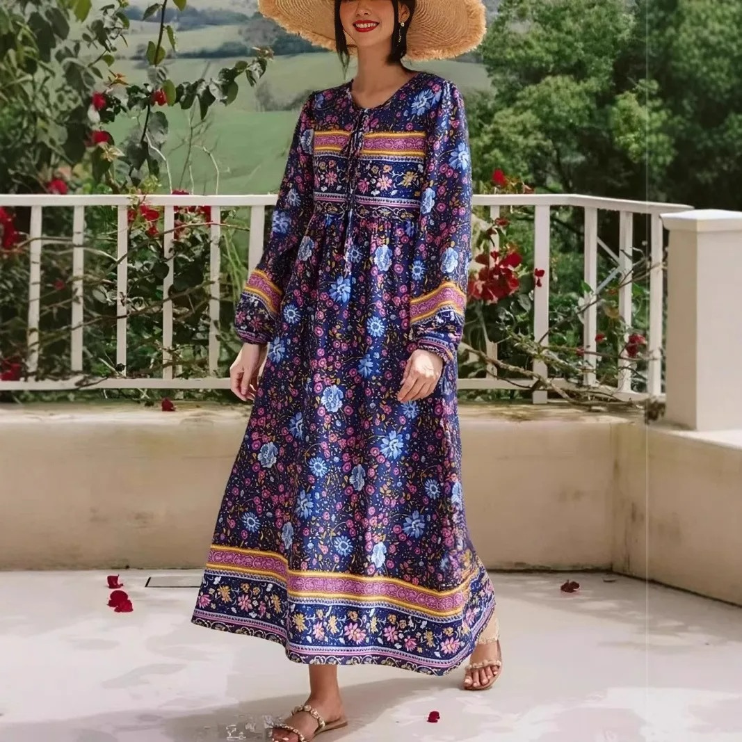 Green Floral Boho Maxi Dress – Beach & Summer Vacation Outfit | Madozo