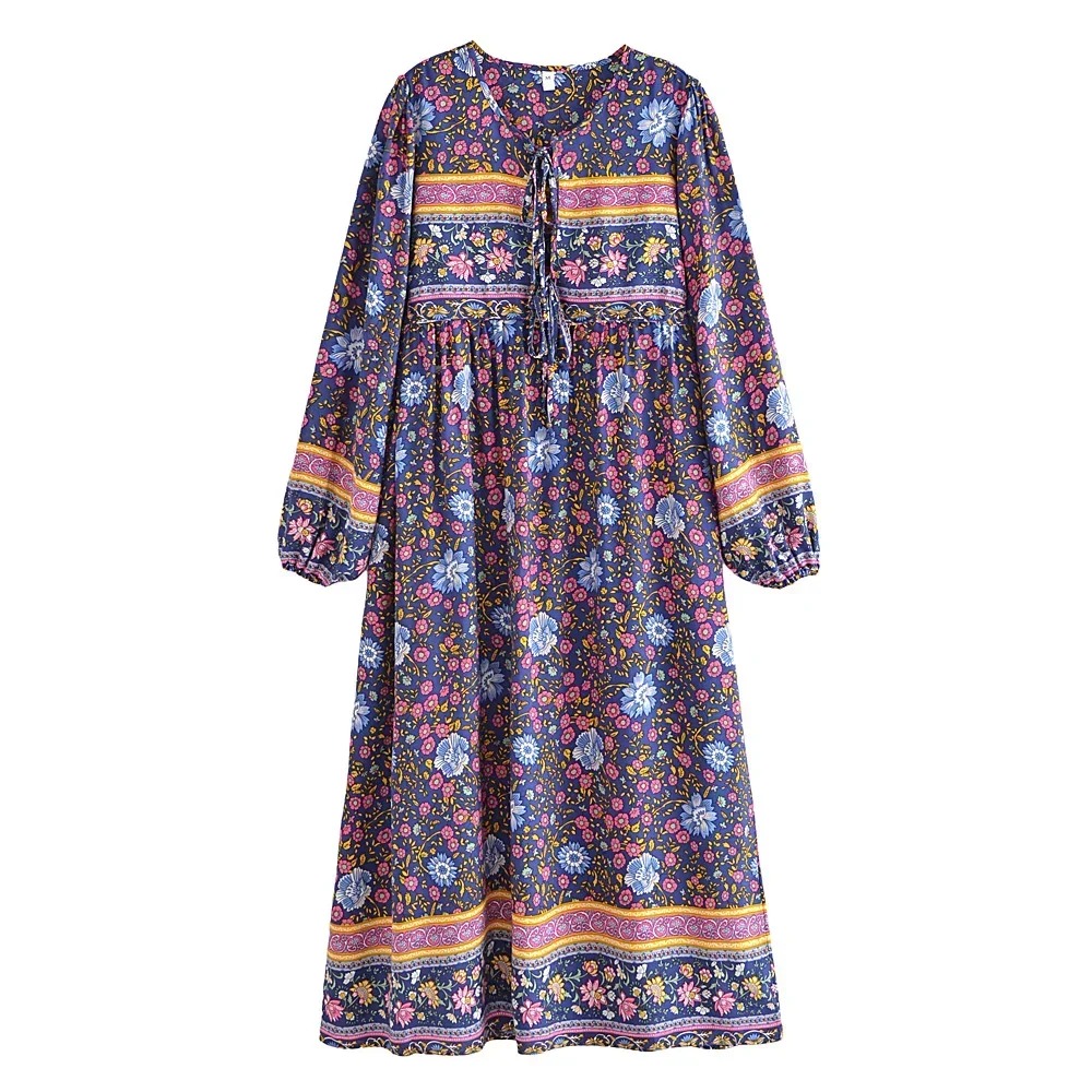 Green Floral Boho Maxi Dress – Beach & Summer Vacation Outfit | Madozo