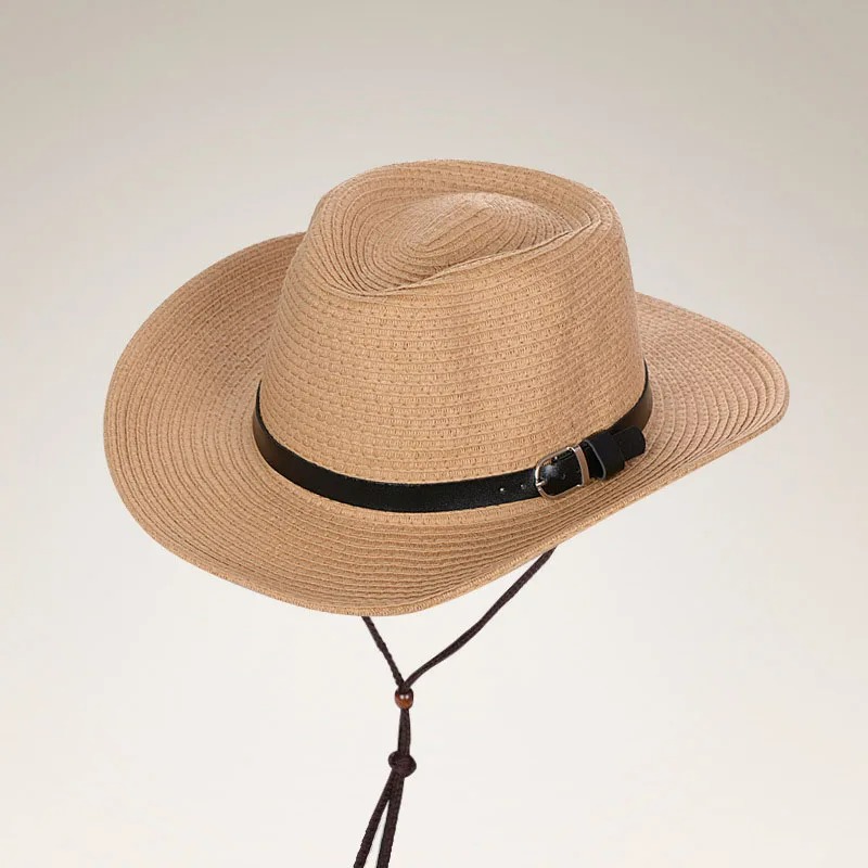 Madozo Unisex Panama Cowboy Straw Hat – Foldable Wide Brim Summer Sun Hat for Men & Women