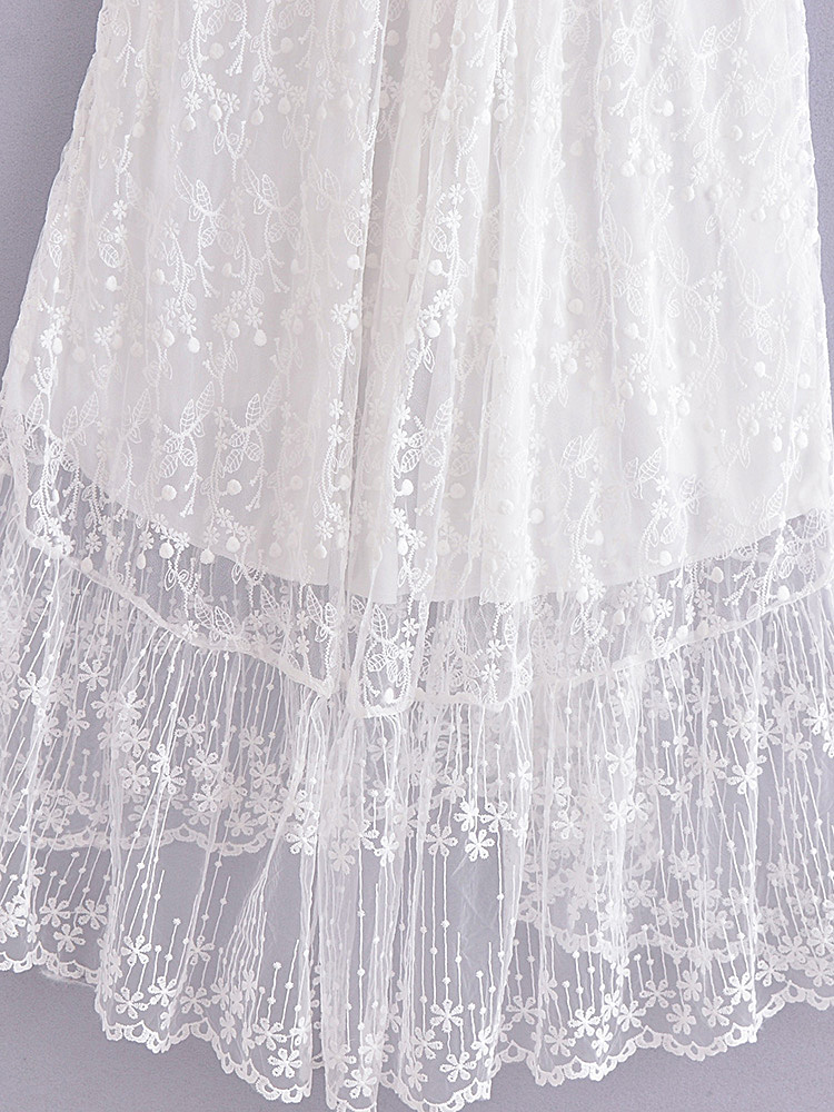 Bohemian Floral Lace Maxi Dress – Slim Fit Summer V-Neck Beach Sundress