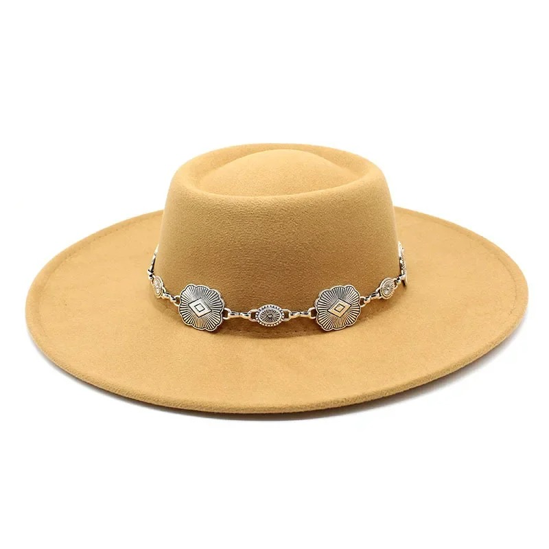 British Style Fedora Hat for Women – Luxury Felt Wide Brim with Belt Band | Formal Jazz Wedding Hat – Madozo