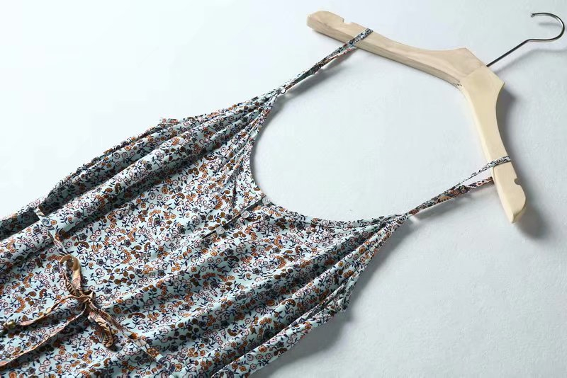 Floral Boho Spaghetti Strap Midi Dress – Sleeveless Rayon Summer Beach Dress for Women