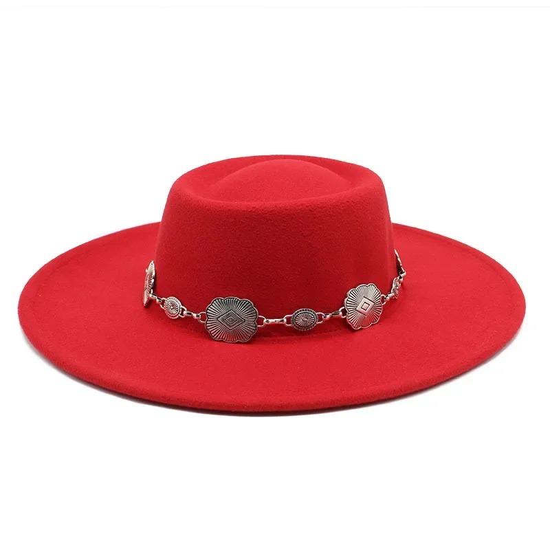 British Style Fedora Hat for Women – Luxury Felt Wide Brim with Belt Band | Formal Jazz Wedding Hat – Madozo