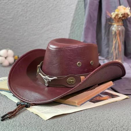 Faux Leather Western Cowboy Hat - Versatile Unisex Design