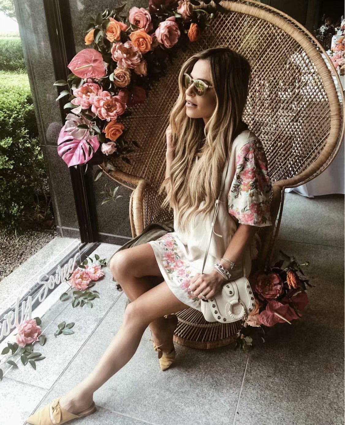 Bohemian Linen Cotton Mini Dress – V-Neck Floral Print Summer Beach Dress for Women