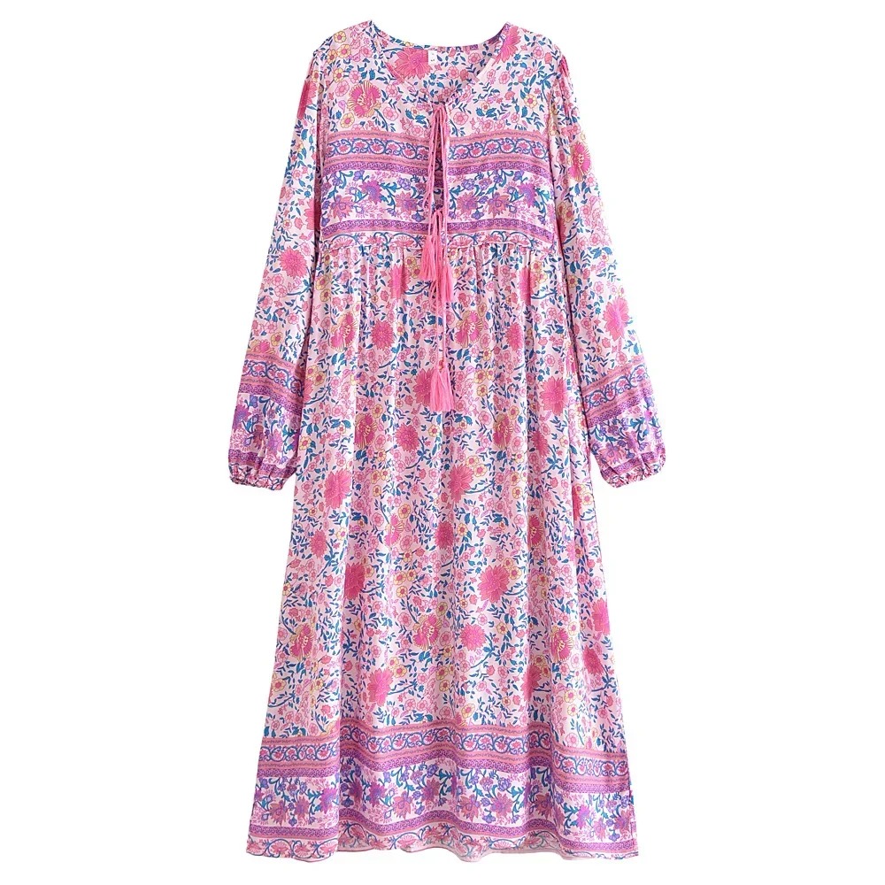 Green Floral Boho Maxi Dress – Beach & Summer Vacation Outfit | Madozo
