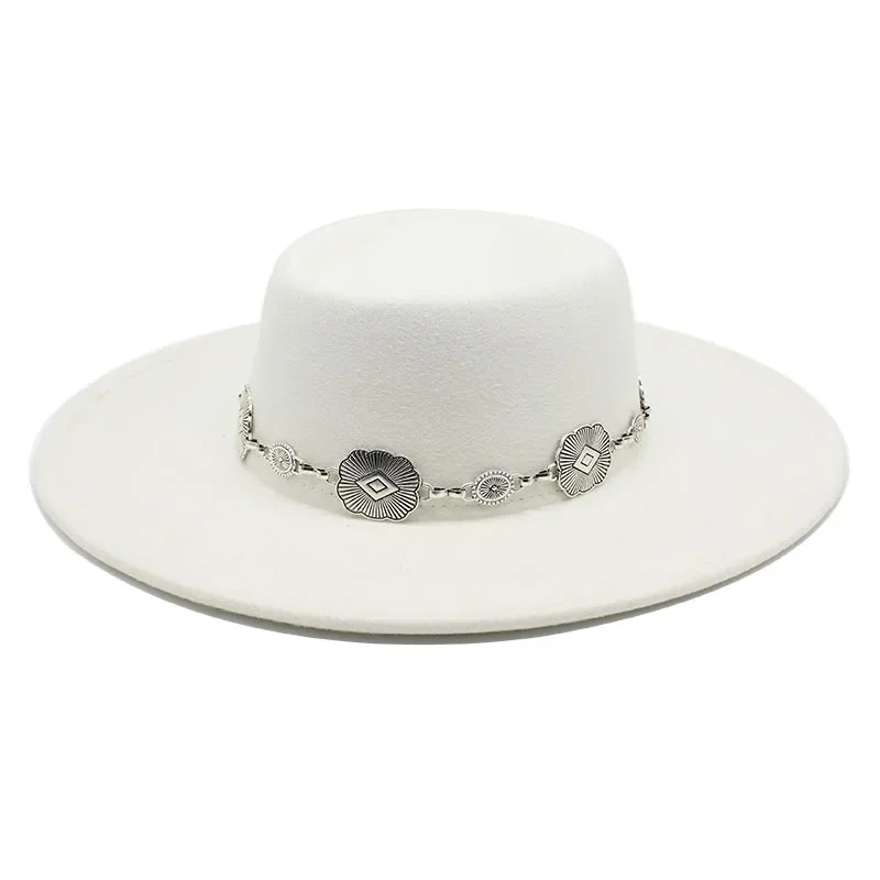 British Style Fedora Hat for Women – Luxury Felt Wide Brim with Belt Band | Formal Jazz Wedding Hat – Madozo