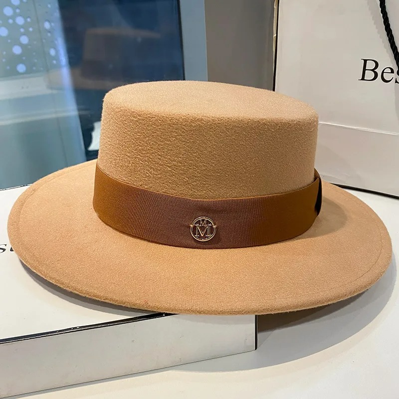 Fedora Hats for Women French Style 10CM Wide Brim Panama Church Wedding Ribbon Band Hat Men Felt Jazz Hat