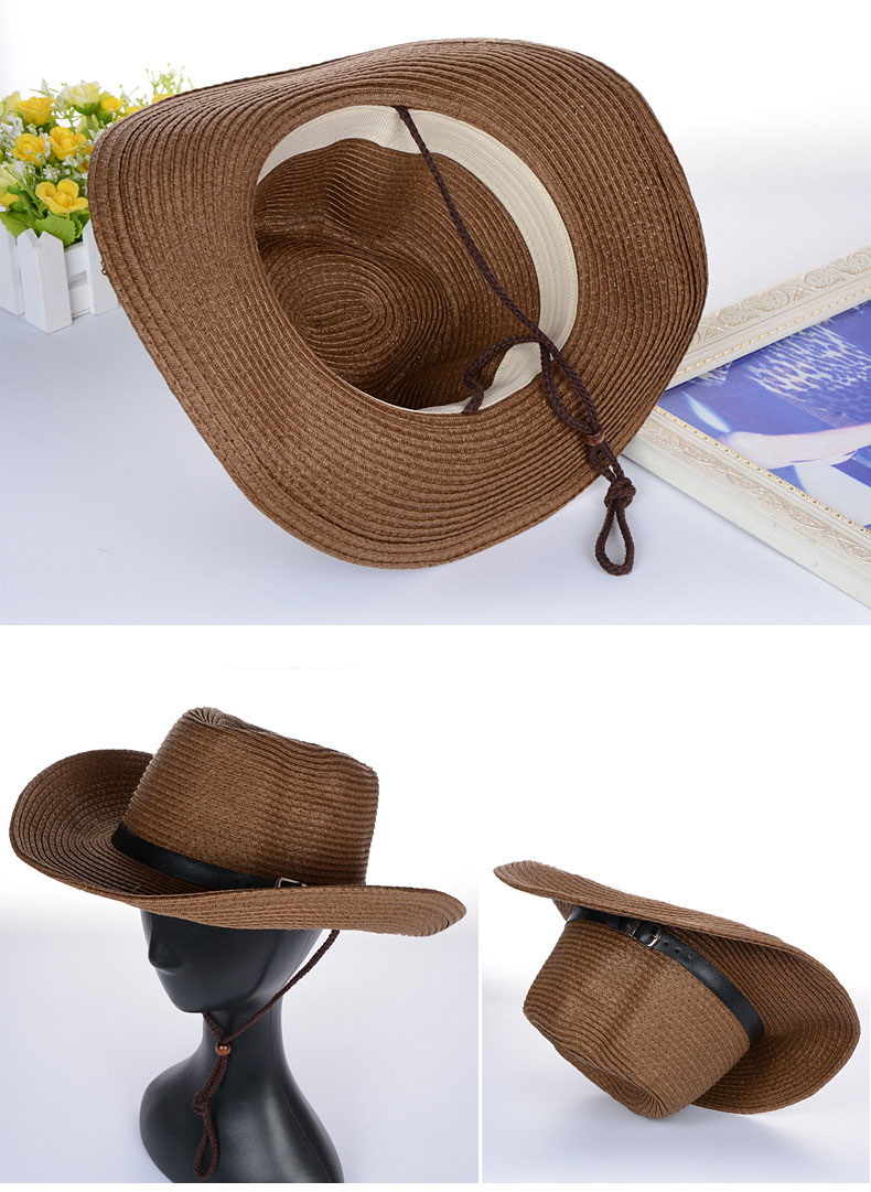 Madozo Unisex Panama Cowboy Straw Hat – Foldable Wide Brim Summer Sun Hat for Men & Women