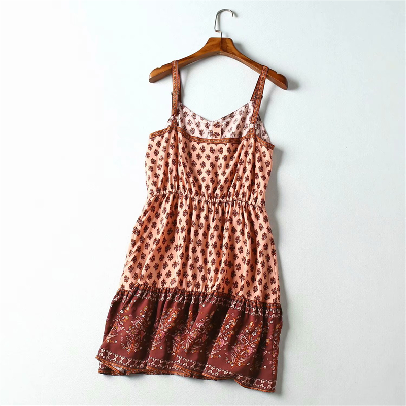 Floral Boho Sleeveless Mini Dress – Strapless Rayon Beach Sundress for Women
