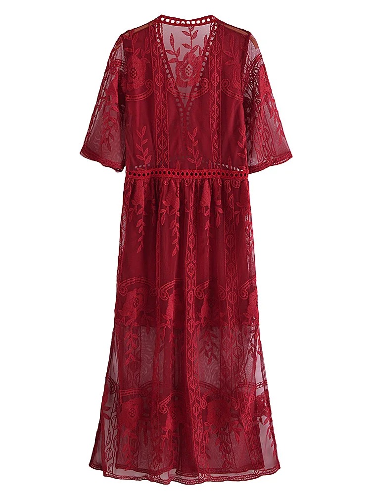 Bohemian Lace V-Neck Maxi Dress – Beach Wedding Bridesmaid Summer Dress