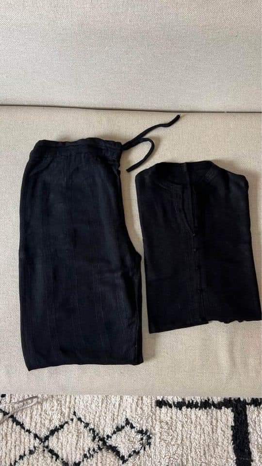 طقم كتان رجالي 100% (قميص + سروال)