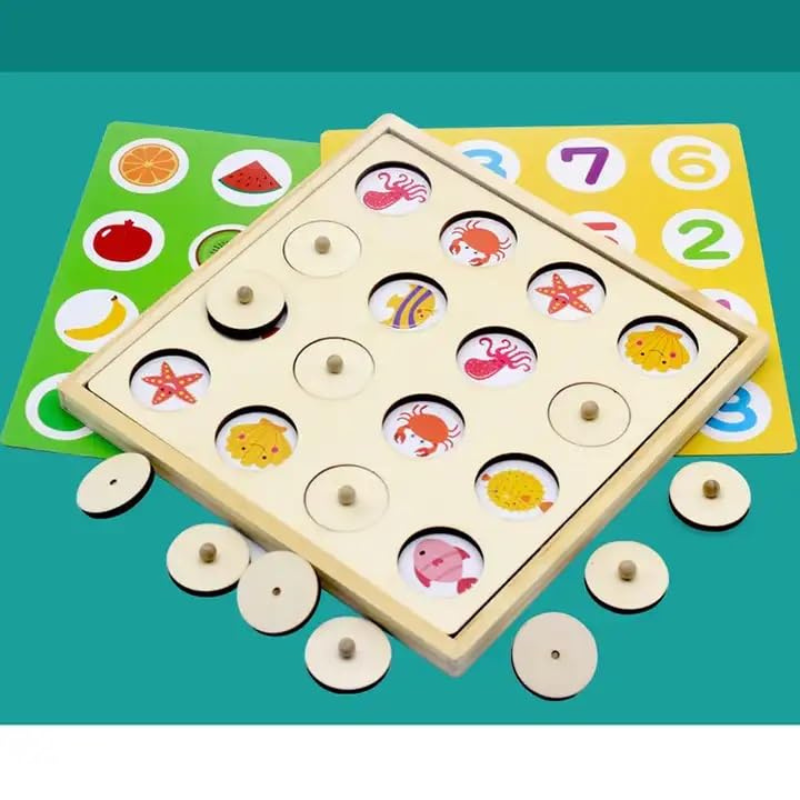 Plateau Montessori à perles et jeu de memoire 2 en 1