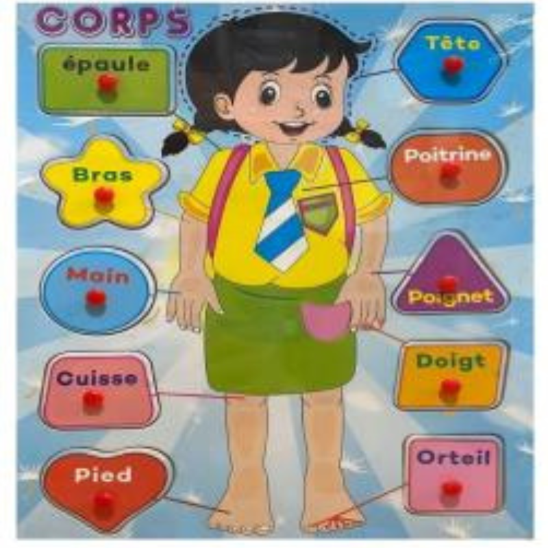 Puzzle visage et corps fille/Garcon en francais et anglais