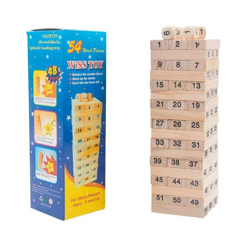 Jenga – Nombre en bois 54 pcs
