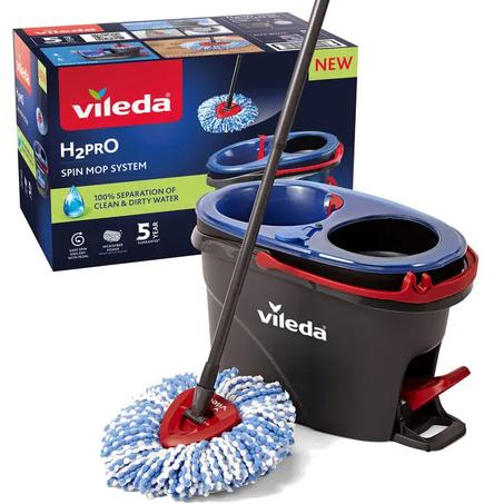 Vileda TurboClean H2PRO – Mopa y Cubo Doble Cámara para Limpieza Higiénica