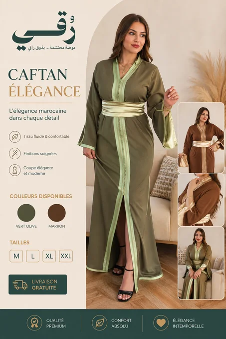 Caftan Marocain Élégance Premium — Collection Roqy Clothes