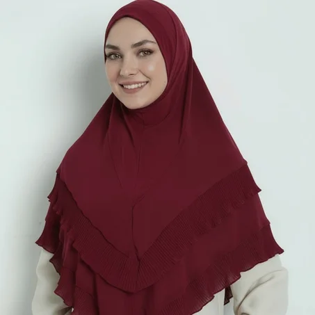 خمار بطبقات بكشكش خمري أنيق