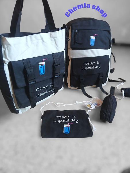 طقم حقائب مدرسية (5 قطع) – عملي وأنيق بألوان كيوت (مودال2)