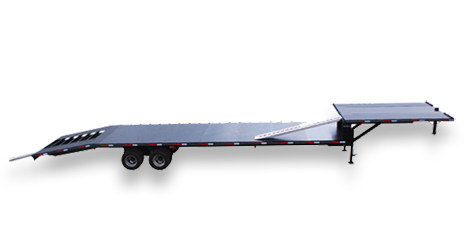 26,000 LB GVWR PROFESSIONAL SERIES STEP DECK THREE CAR HAULER TRAILER 48 FT TOTAL LENGTH (12' top deck, 28.6' main deck, and 8' dovetail)