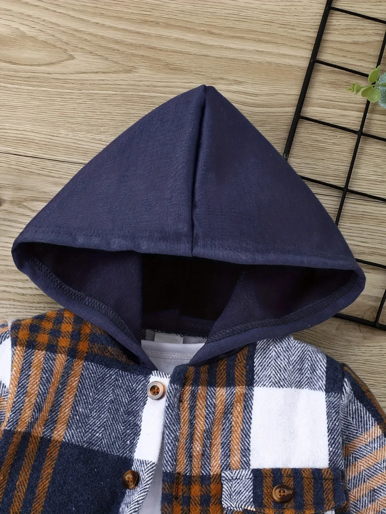 Autumn and Winter English Style Boy Plaid Woolen Jacket Outdoor Casual Fashion Foreign Warm New Street Hooded Pocket Coat