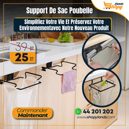 SUPPORT DE SAC DE CUISINE PRATIQUE : Design élégant et facile à installer