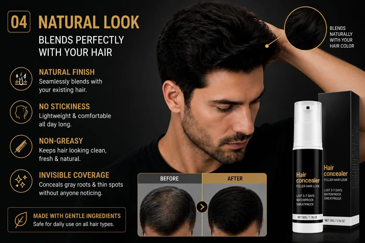 استعد ثقة شعرك في ثوانٍ Black Hair Concealer
