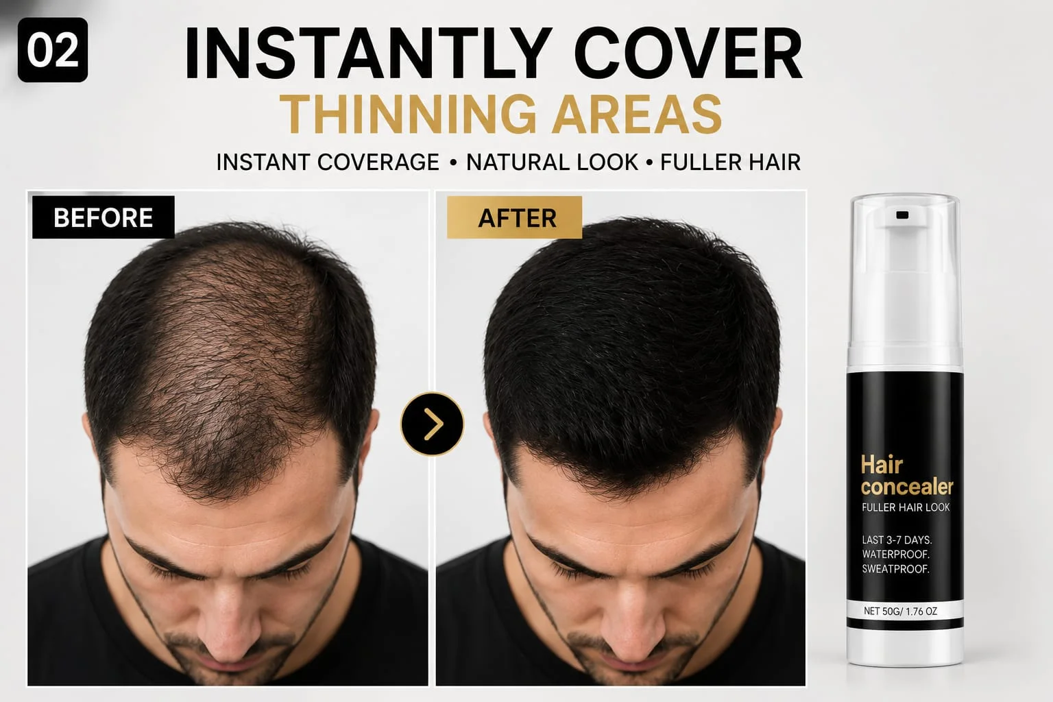استعد ثقة شعرك في ثوانٍ Black Hair Concealer
