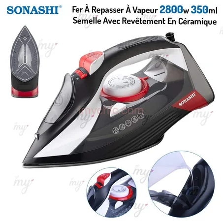 مكواة بخار سيراميكية سوناشي 2800 واط بسعة 350 مل – أداء قوي ونتائج مثالية