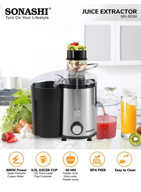 مستخرج عصير الفواكه 800 واط Sonashi SPJ-504