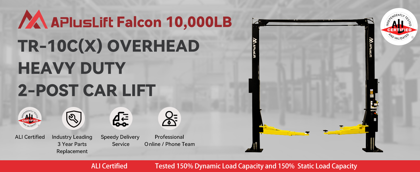 APlusLift Falcon TR-10C ALI Certified 10,000LB 2-Post Over Head Car Lift