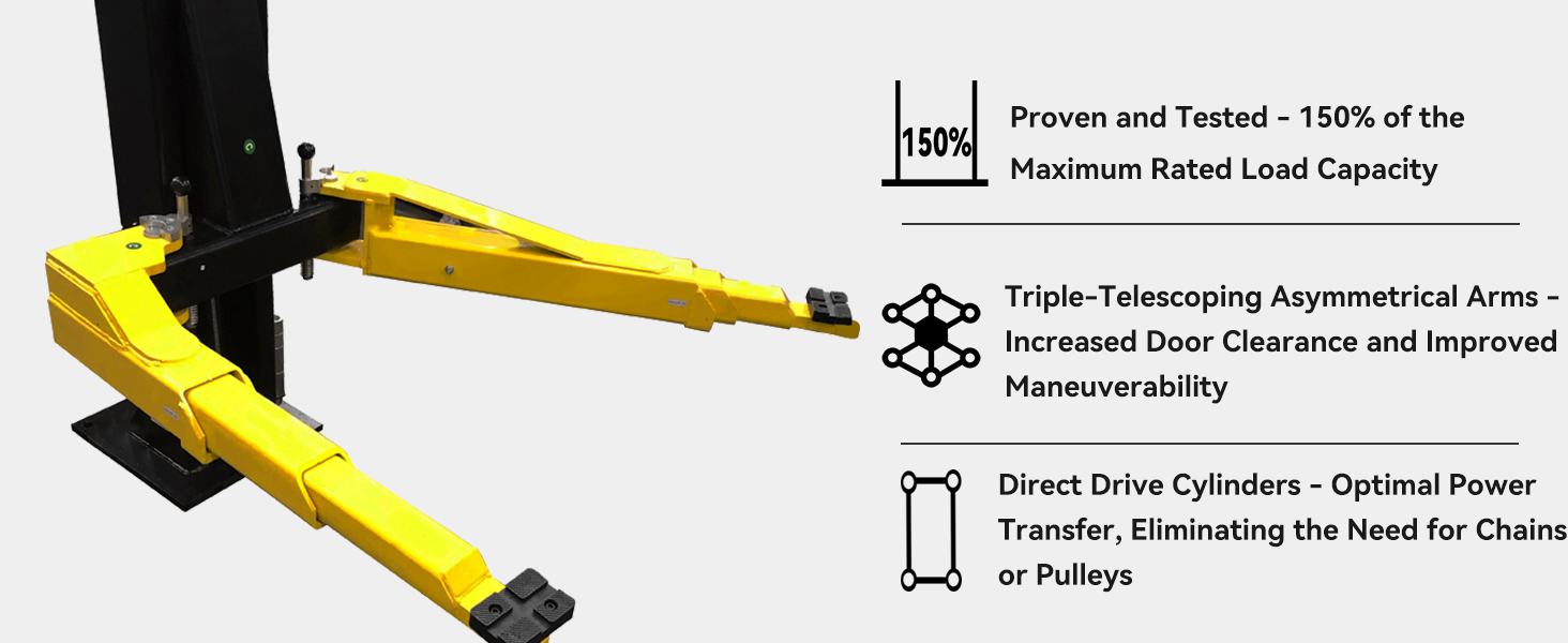 APlusLift Falcon TR-10C ALI Certified 10,000LB 2-Post Over Head Car Lift - Arm