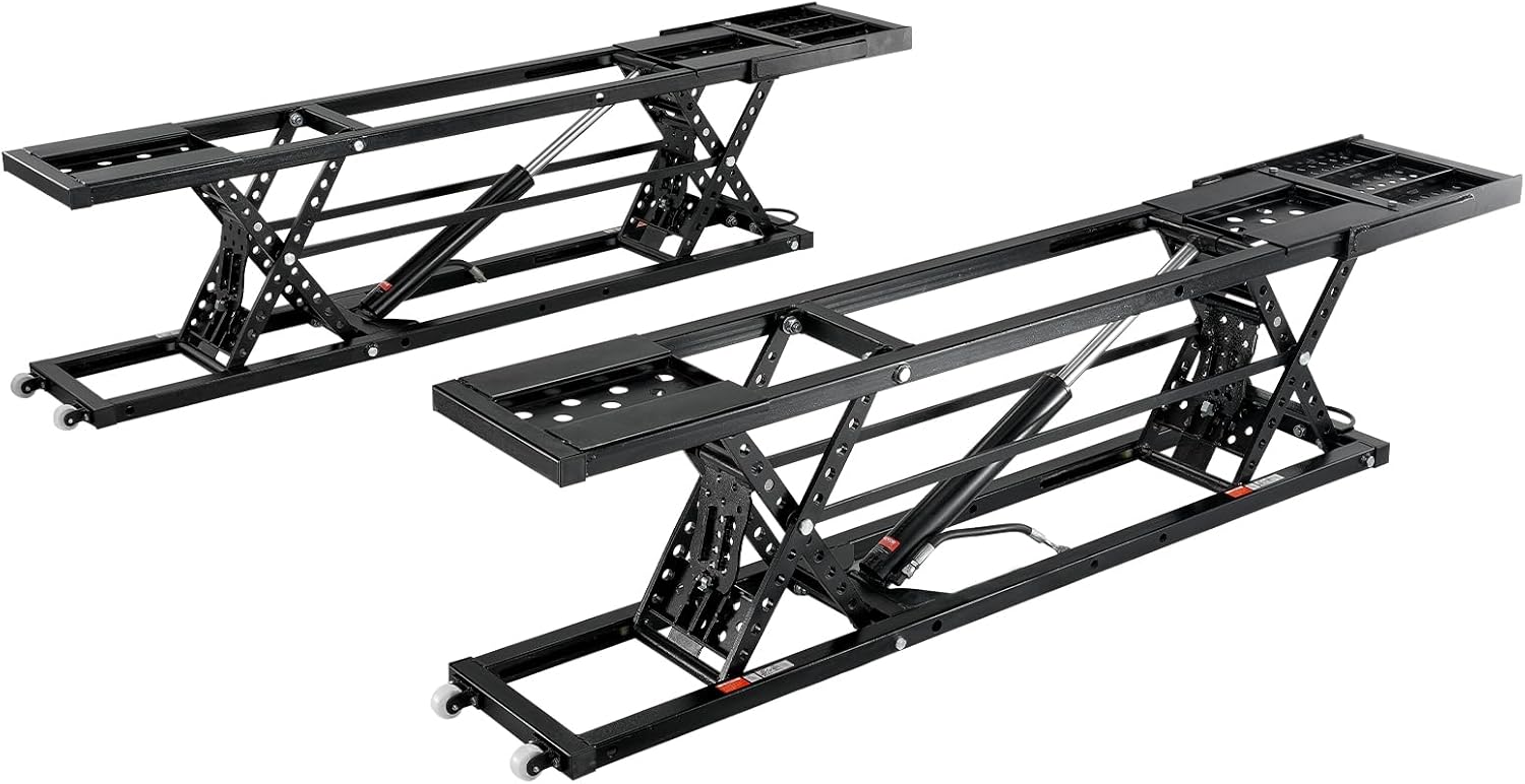 VEVOR Car Lift, 7,000 LBS  Portable Car Lift, 26.8" Max. Height, with Extended-Length Plates, Heavy-Duty Carbon Steel Truck Lift with 120V Power Unit