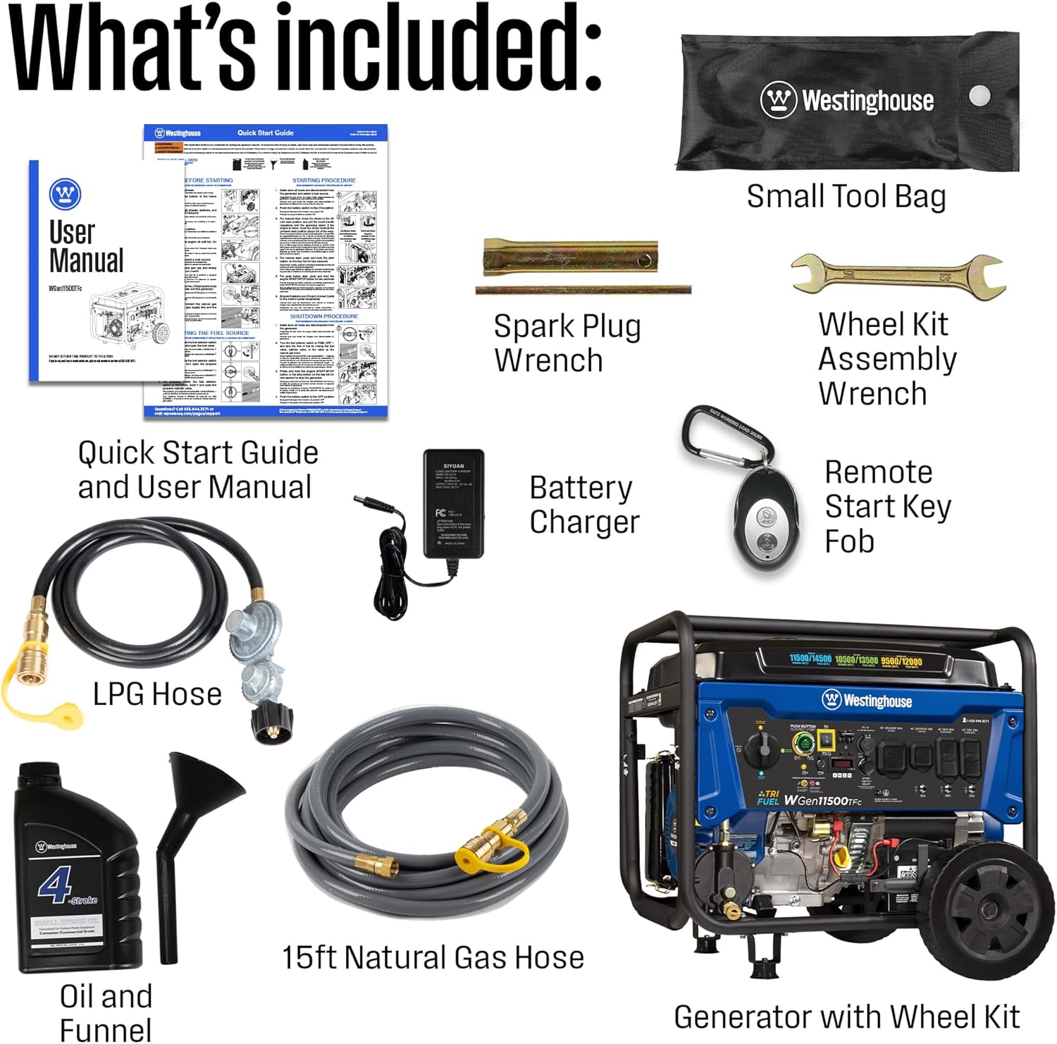 Westinghouse Outdoor Power Equipment 14500 Peak Watt Tri-Fuel Home Backup Portable Generator, Remote Electric Start, Transfer Switch Ready, Gas, Propane, and Natural Gas Powered