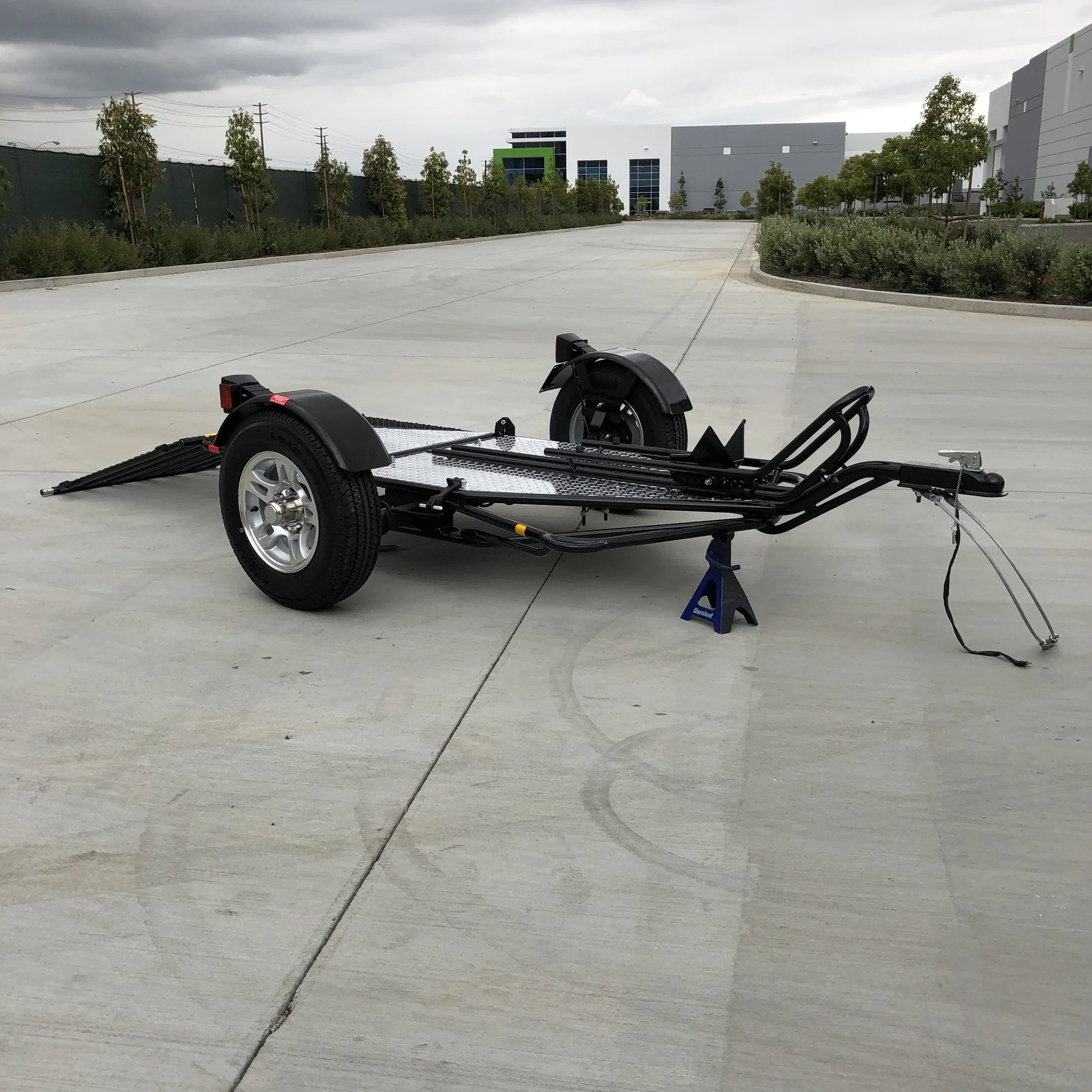 Alpha Sport Single Ride-Up Folding Motorcycle Trailer