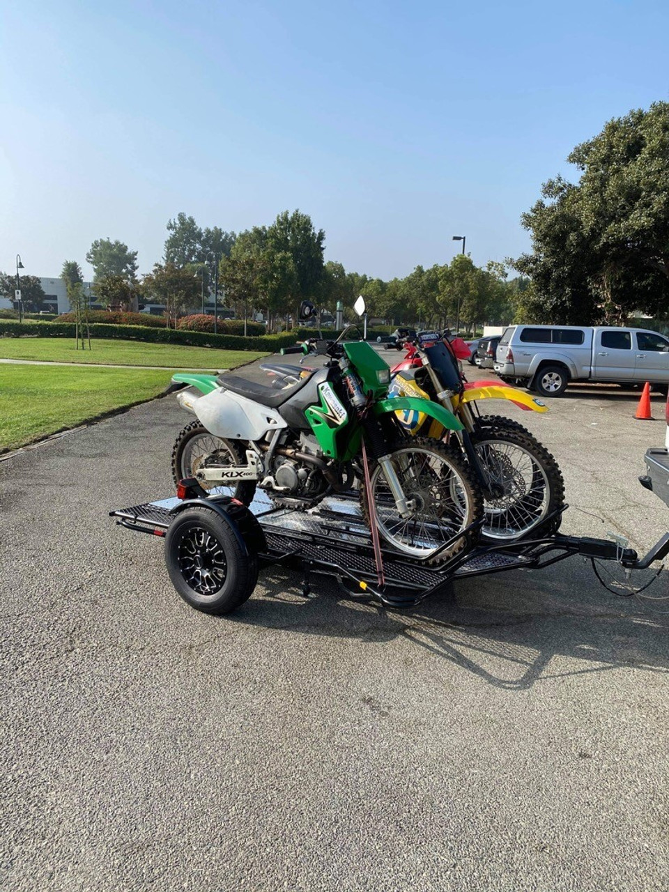 MT3 Stand, Store or Roll Ride-Up 3-Rail Motorcycle Trailer