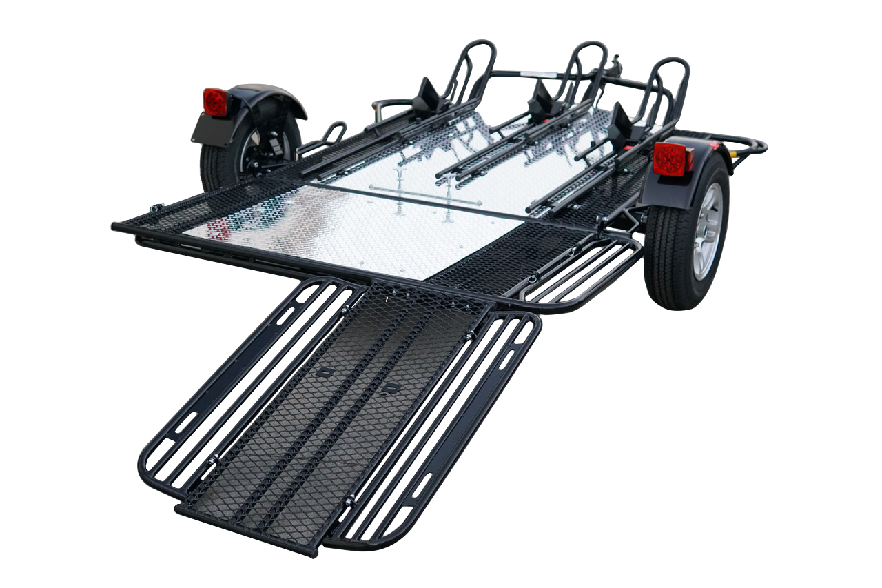 MT3 Stand, Store or Roll Ride-Up 3-Rail Motorcycle Trailer