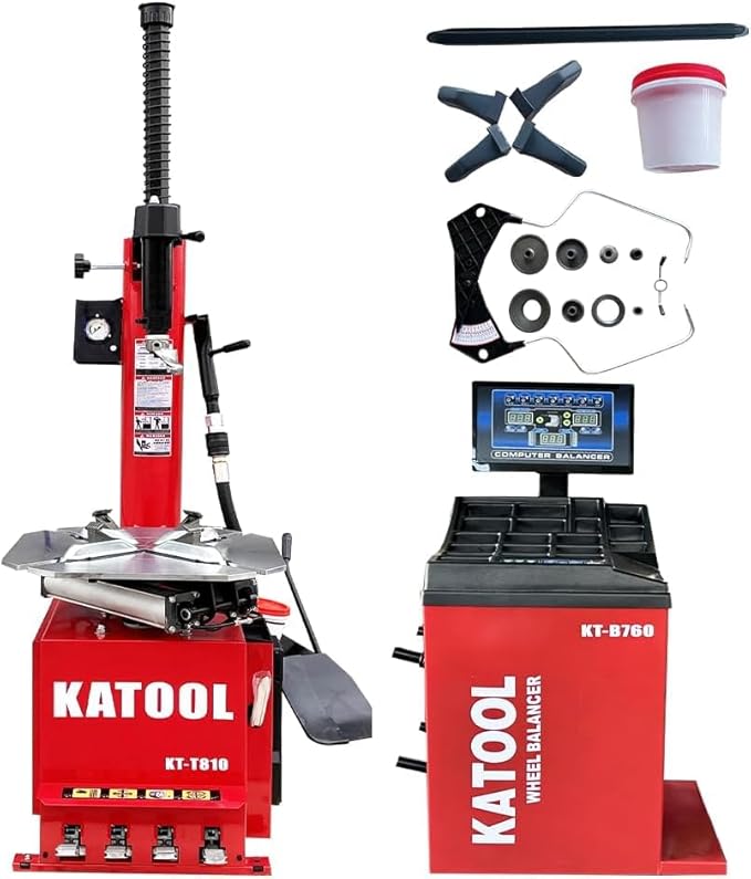 Katool Combo Tire Changer Machine 2.0HP with Bead Blaster Wheel Balancer Machine Tire Machine (KT-T810) + (KT-B760)