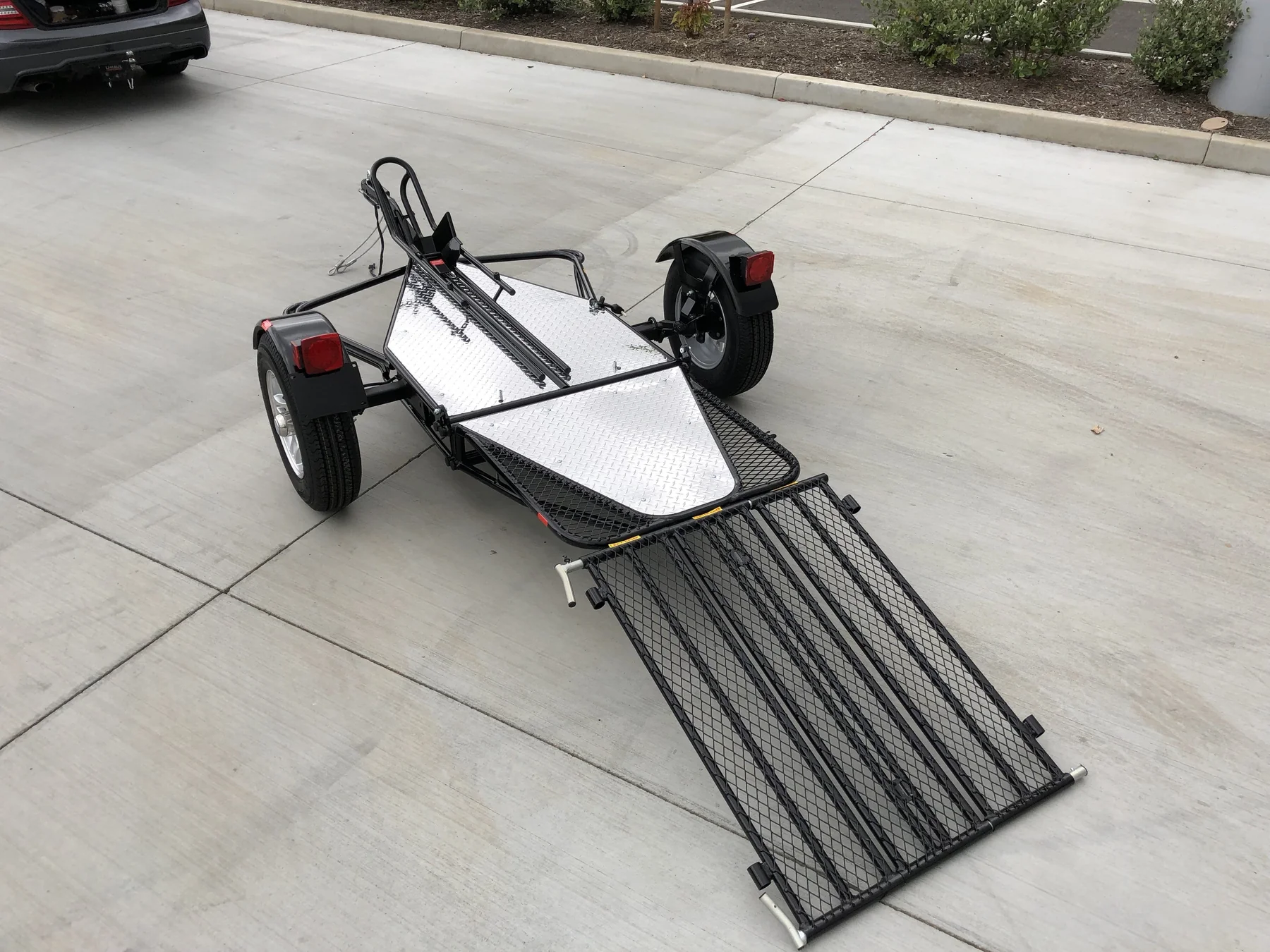 Alpha Sport Single Ride-Up Folding Motorcycle Trailer